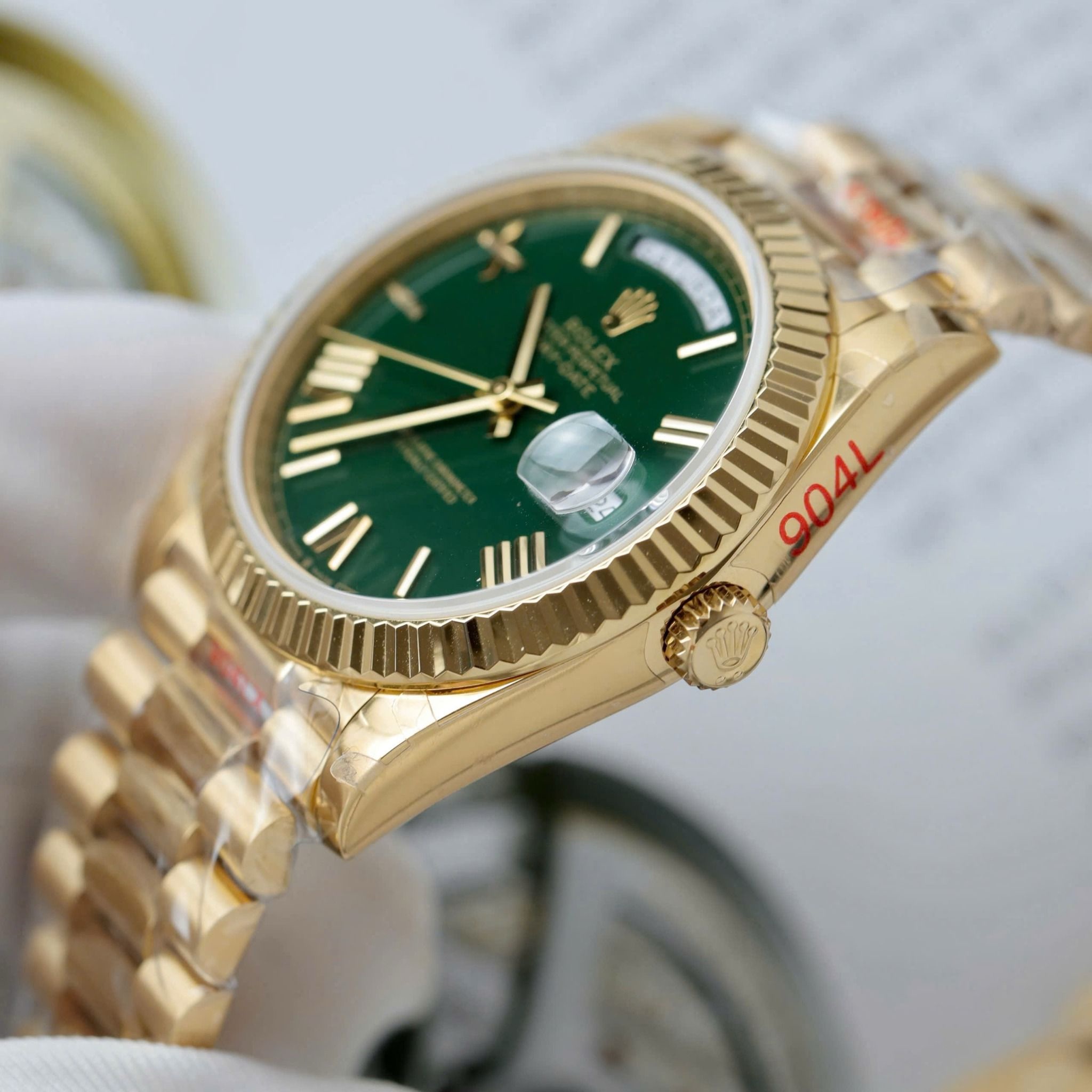 img_1736 rolex day date 40mm gelbgold grün römisch